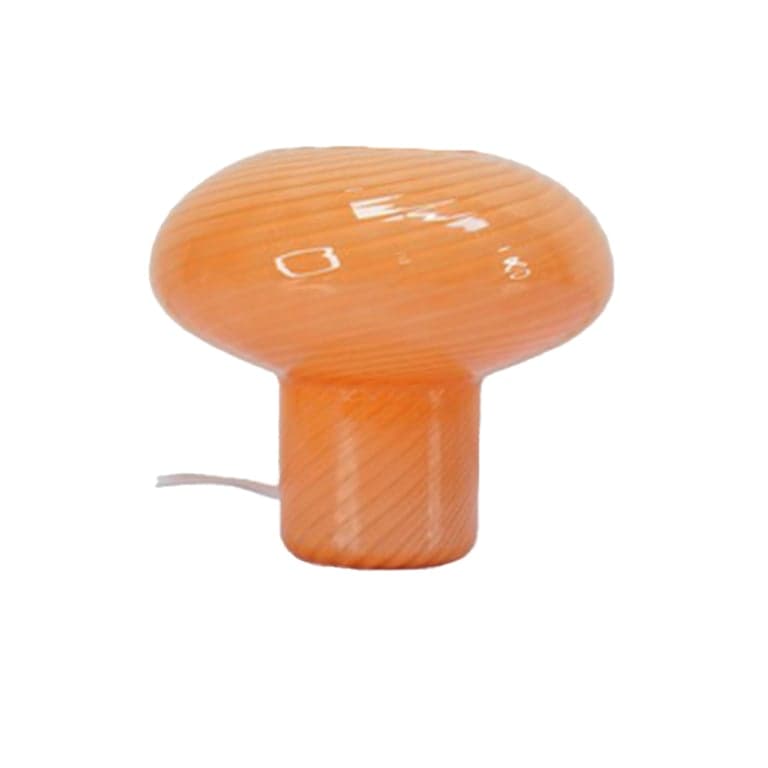 Lampe de table avec pied en spirale orange ambré translucide et abat-jour champignon