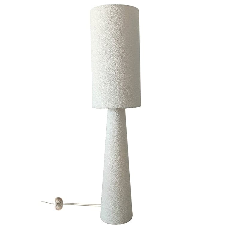 Lampadaire Saturne totem bouclette blanche colonne haute 130 cm packshot