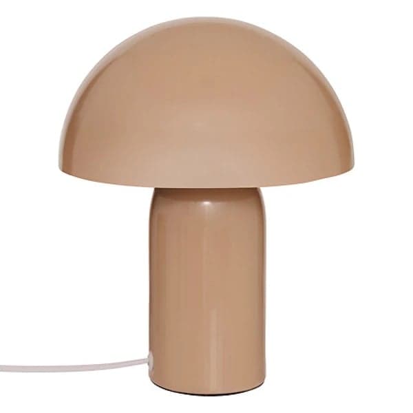 Lampe champignon en céramique beige naturelle avec abat-jour dôme